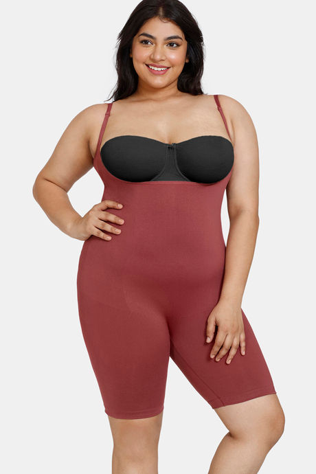 Zivame All Day Seamless Knee Length Bodysuit - Wild Ginger — image 7